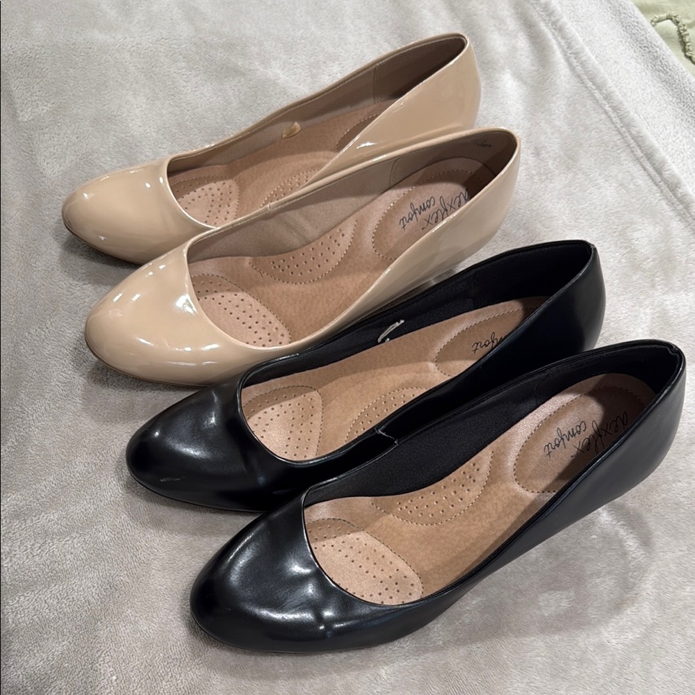Comfortable Women's Ballet Flats - Black and Beige BUNDLE